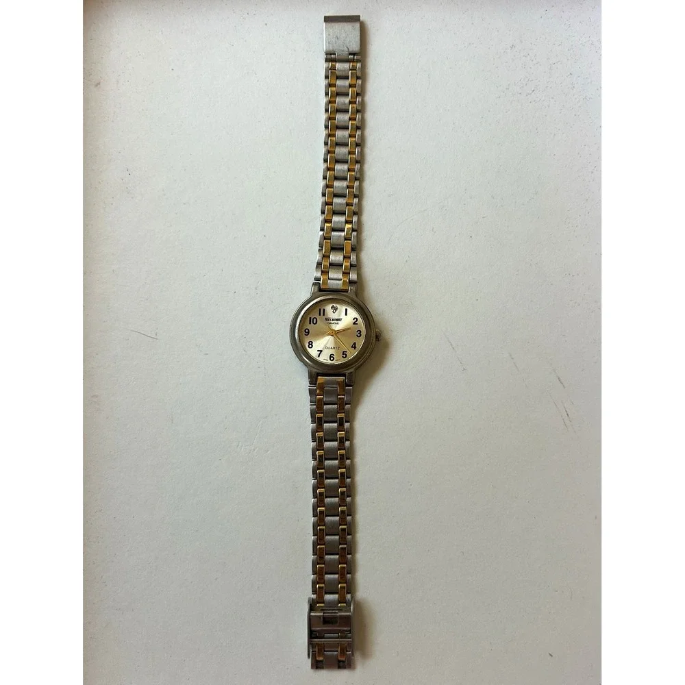 Nelsonic ND619 Women's Quartz Analog Two-Tone Bracelet Watch White Dial
